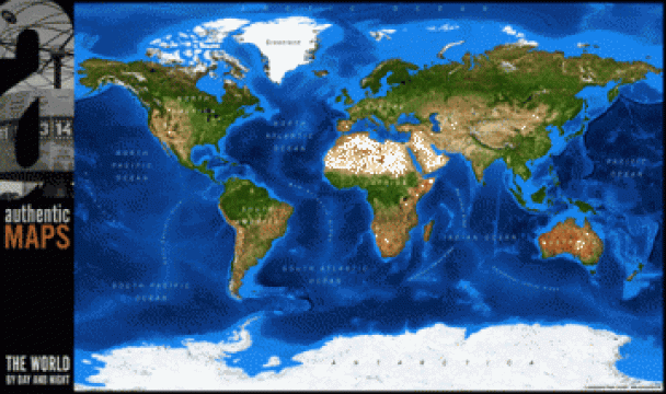 Harta 3D - Planiglobul ziua vs noaptea!