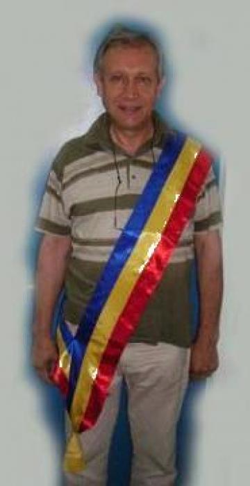 Esarfa primar, fundal tricolor catarg drapele, stema Romania