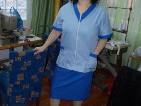Costum farmacist bluza si fusta albastru, bleu