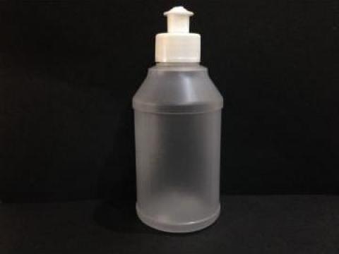 Flacon plastic transparent/alb 270ml cu dop push pull