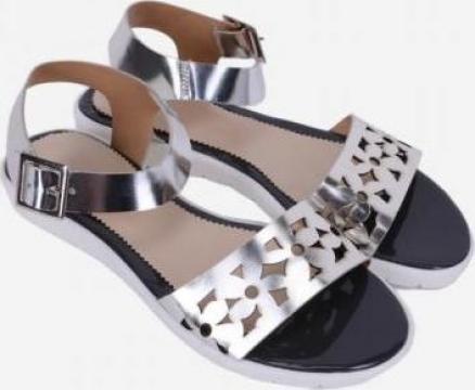 Sandale din piele naturala laserata floral de la Krs Shoes Production Srl