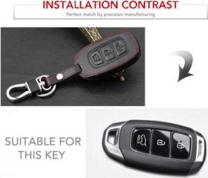 Husa pentru cheie Hyundai i30 Kona Ix35 Elantra Santa Fe de la Caraudiomarket.ro - Accesorii Auto Dedicate