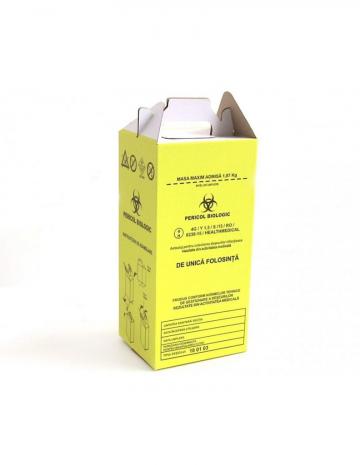 Cutie carton deseuri infectioase, 40 litri, sac galben de la Distrimed Lab SRL