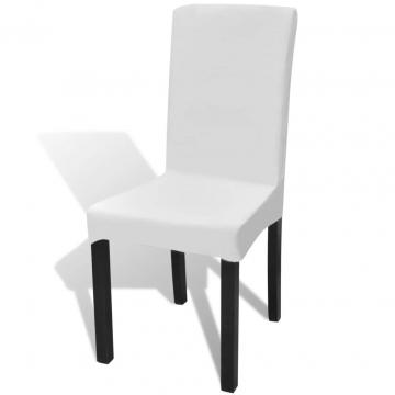 Husa elastica pentru scaun drept, 6 buc, alb de la Comfy Store