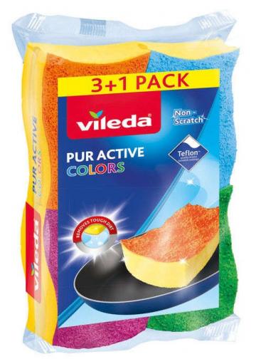 Burete de spalat vase Vileda Color Pur Active 3+1