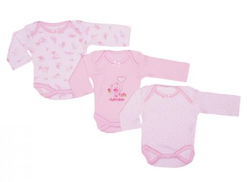 Set body 3 buc., Baby Nursery, ursulet, alb cu roz
