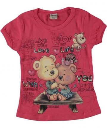 Tricou fete, Cute Bear, bumbac, roz inchis de la A&P Collections Online Srl-d