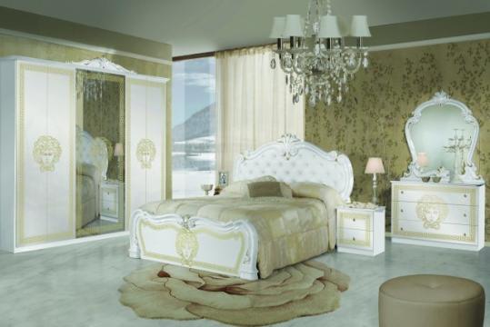 Mobilier dormitor Vilma alb-auriu