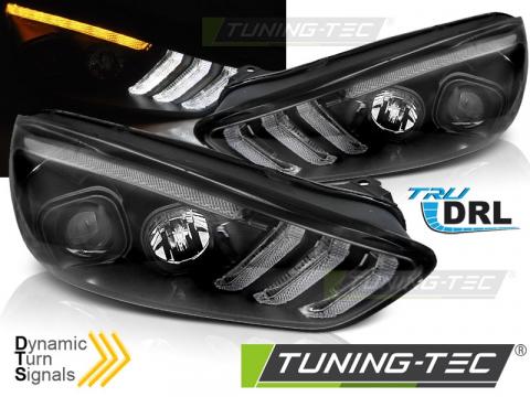 Faruri compatibile cu Ford Focus MK3 15-18 negru DRL LED SEQ