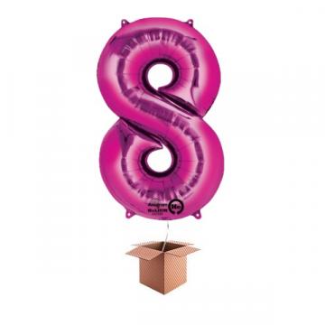 Balon folie cifra roz umflat cu heliu 87cm