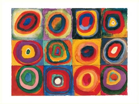 Tablou Kandinsky, Studiu de culoare la patrate, inramat