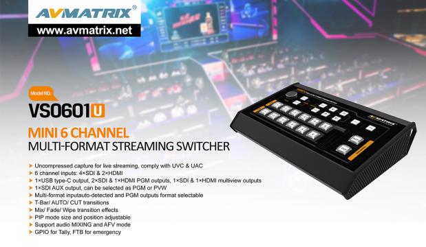 Switcher Avmatrix VS0601U Mini 6CH SDI/HDMI Stream