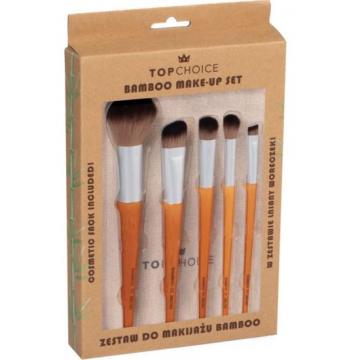 Set 5 pensule machiaj cu maner din bambus Top Choice 37474 de la M & L Comimpex Const SRL