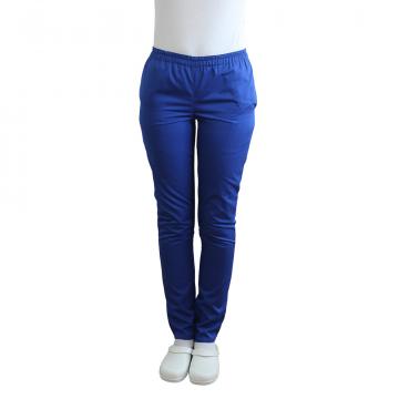 Pantaloni medicali albastri cu elastic si doua buzunare late