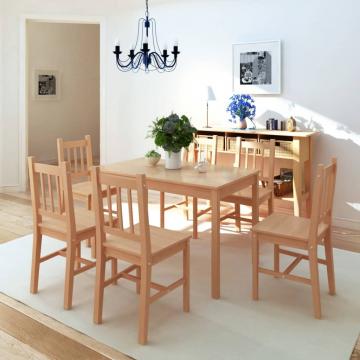 Set masa si scaune din lemn de pin 7 piese