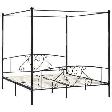 Cadru de pat cu baldachin, negru, 200 x 200 cm, metal de la VidaXL
