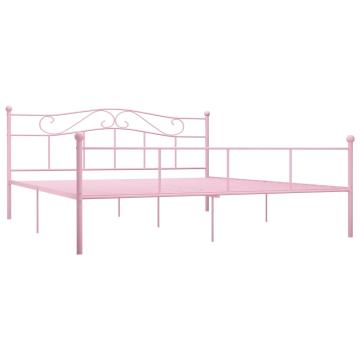 Cadru de pat, roz, 200 x 200 cm, metal de la VidaXL
