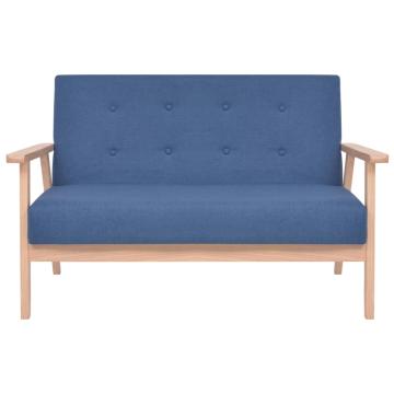 Canapea cu 2 locuri, albastru, material textil de la VidaXL