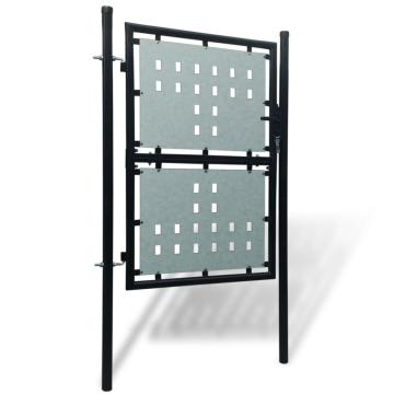 Poarta de gard cu o usa, negru, 100x200 cm