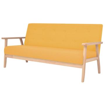Set canapea din 3 piese, material textil, galben