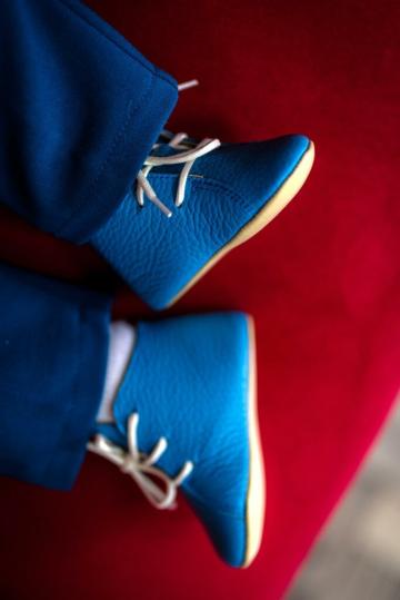 Pantof ghetuta piele naturala - albastru strumf