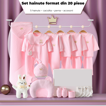 Set hainute de vara, de culoare roz, format din 20 piese de la Universul Mamicilor si Bebelusilor Srl
