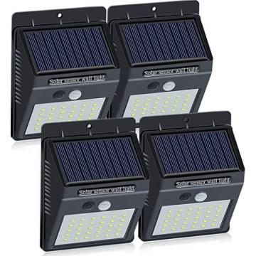 Set 4 lampi solare de perete cu senzor de miscare