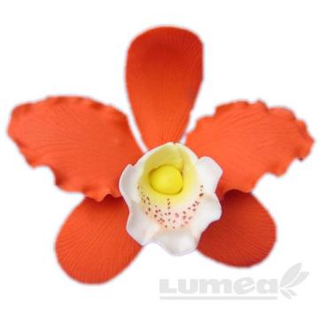Orhideea cattleya XL portocaliu din pasta de zahar de la Lumea Basmelor International Srl