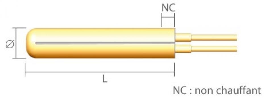 Rezistenta electrica - cartus, L 101.6 (4") mm, P 500 W de la Tehnocom Liv Rezistente Electrice, Etansari Mecanice
