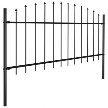 Gard de gradina cu varf ascutit, negru, 1,7 m, otel