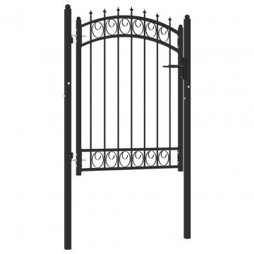 Poarta de gard cu tepuse, negru, 100x125 cm, otel