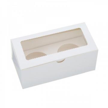 Cutii carton alb cu fereastra, 2 briose, 18*9.5 cm (25buc)