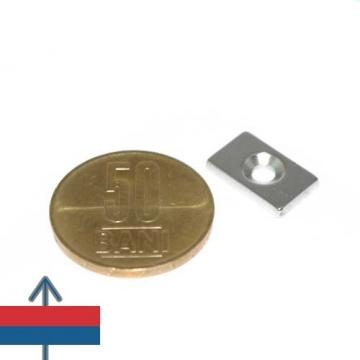 Magnet neodim bloc 15 x 9 x 2 mm cu gaura ingropata