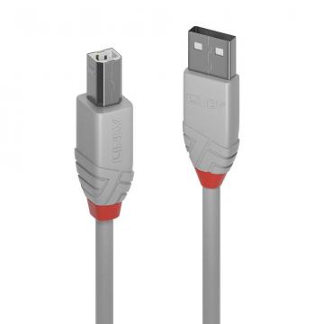Cablu Lindy, 0,5m, USB 2.0 Type A la B, Anthra Line, Gri