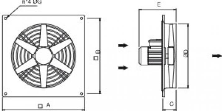 Ventilator axial de perete 8 - 900T 45