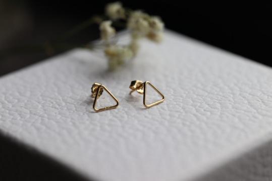 Cercei triunghi minimalist aur filat de la Raw Jewellery Srl