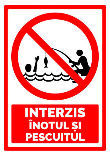 Indicator de securitate interzis inotul si pescuitul