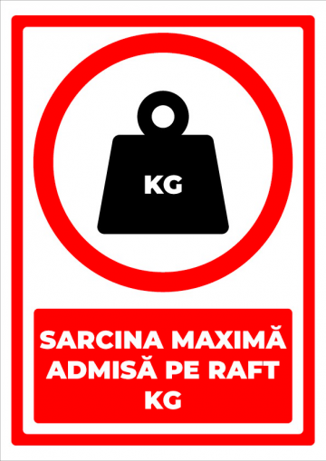 Indicator pentru sarcina maxim pe raft kg