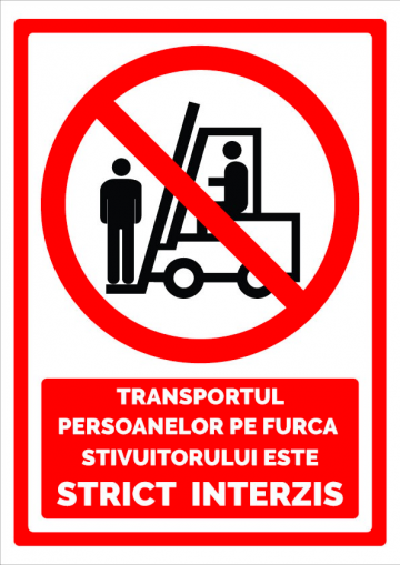 Indicator pentru transportul persoanelor pe furca
