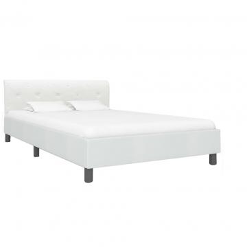 Cadru de pat, alb, 140 x 200 cm, piele ecologica
