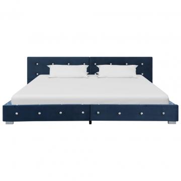 Cadru de pat, albastru, 160 x 200 cm, catifea