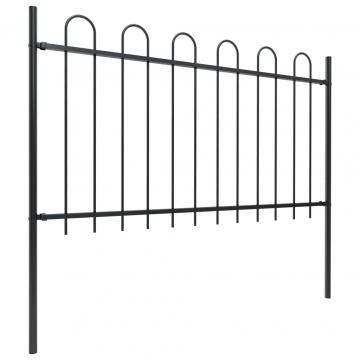 Gard de gradina cu varf curbat, negru, 13,6 m, otel