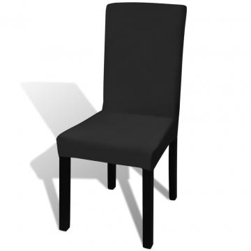 Husa elastica dreapta pentru scaun, negru, 4 buc.
