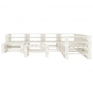Set mobilier gradina din paleti,alb, 9 piese, lemn de la VidaXL