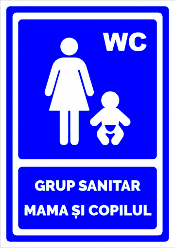 Indicator albastru pentru grup sanitar mama si copilul