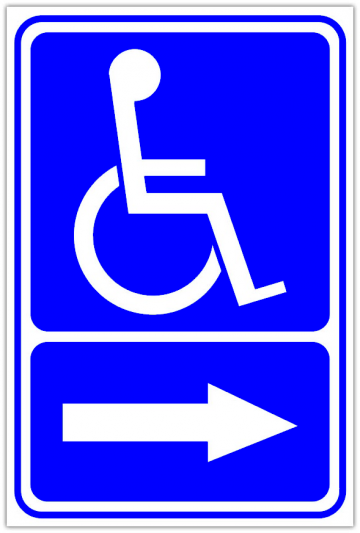 Indicator cu sageata pentru persoane cu dizabilitati