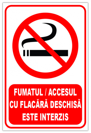Indicator pentru fumatul si accesul cu flacara deschisa
