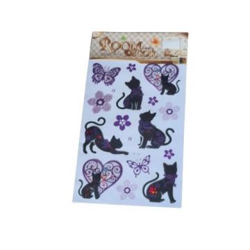 Stickere decorative perete, pisici si flori, negru, 5 x 5 cm de la Dali Mag Online Srl