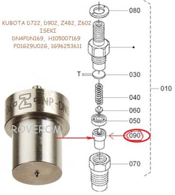 Duze injector Kubota D722, D902, Z482, Z602,Iseki, DN4PDN169