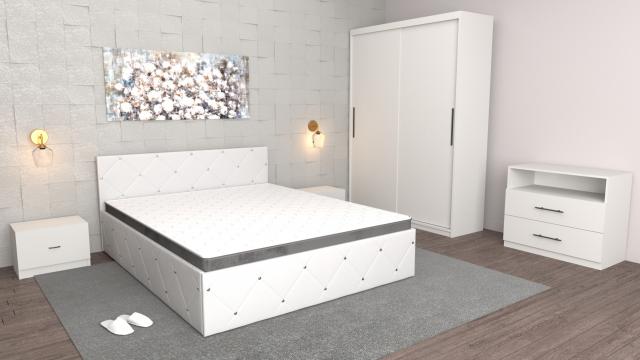 Dormitor Milano alb cu dulap usi glisante fara oglinda alb de la Wizmag Distribution Srl